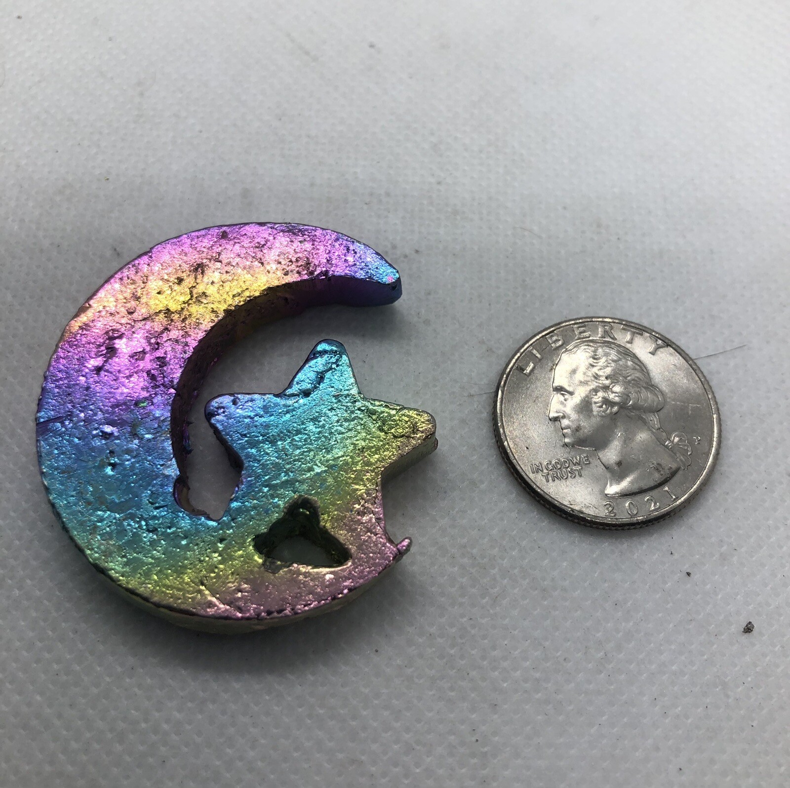 Bismuth Crystal Moon and Star