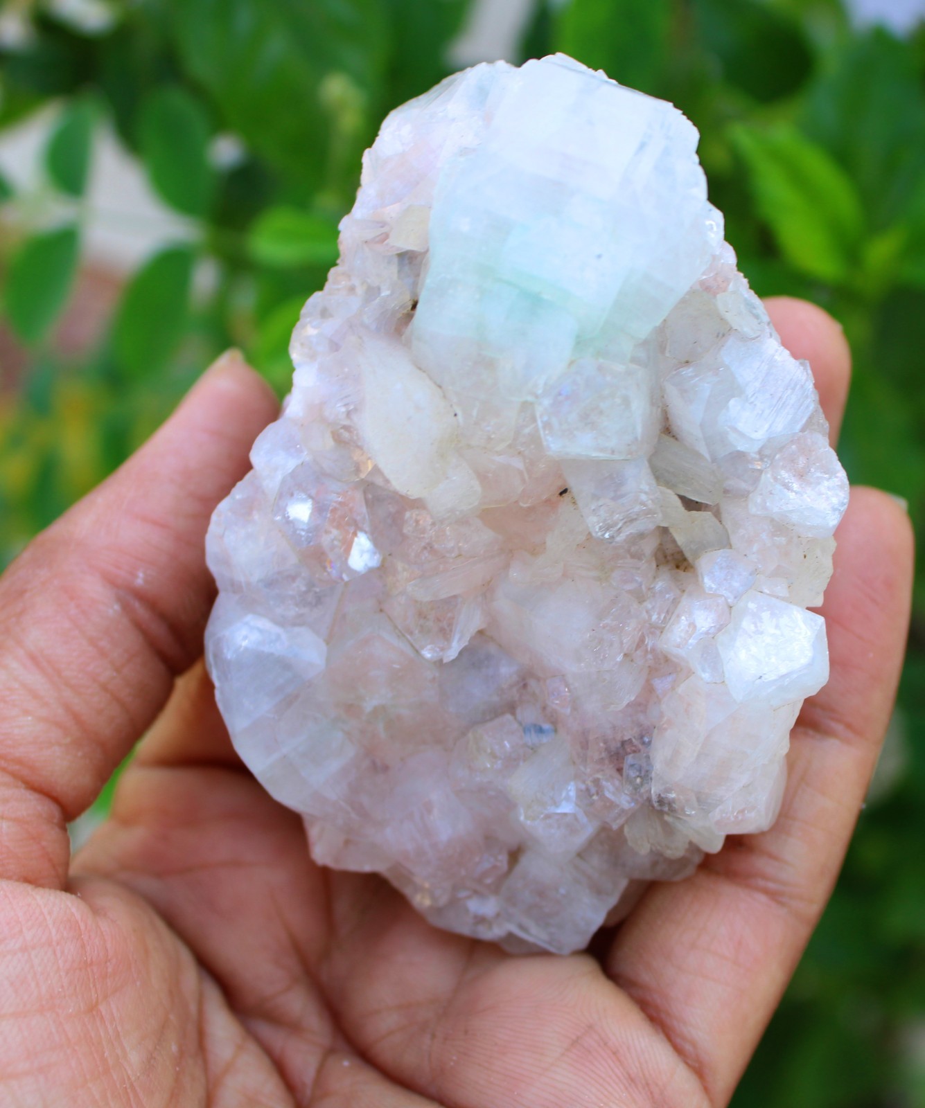 green apophyllite crystals w/ stilbite on matrix minerals specimen #A43