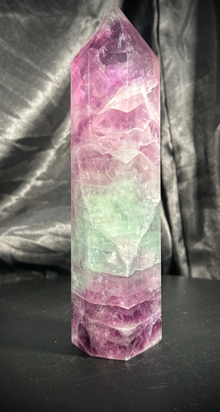 6.5″ Colorful Rainbow Fluorite Tower 1lb 4.1oz (570 grams)