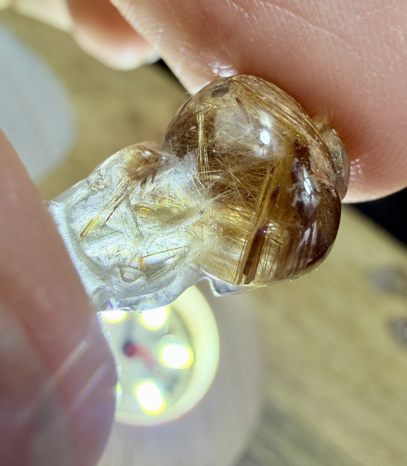 Crystal Golden Rutile Quartz Tiny Pixiu Carving Chinese Feng shui collect Mini