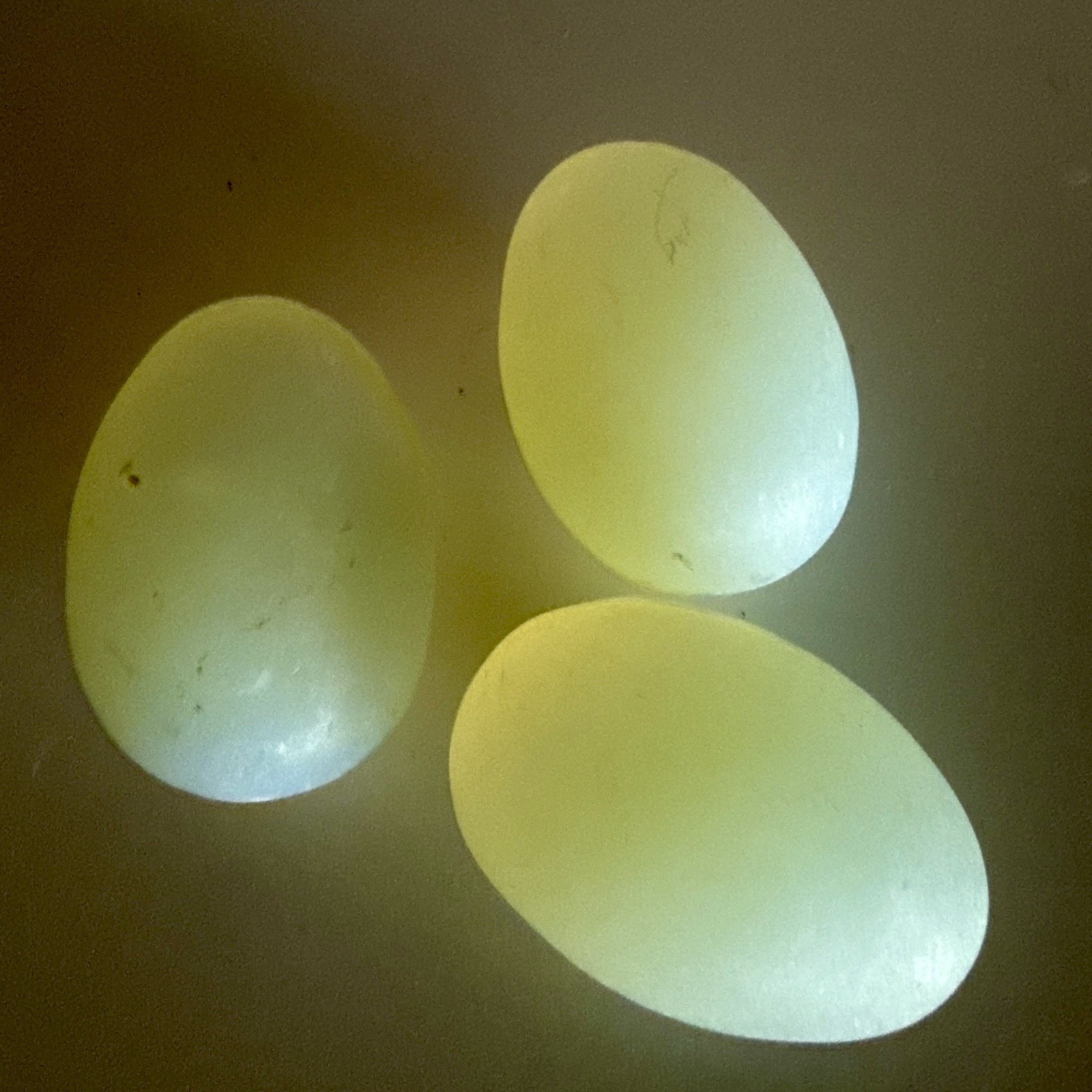 Lot of 3 Opalite Eggs 1-2 Inches Wide Farmhouse Chicken Decor