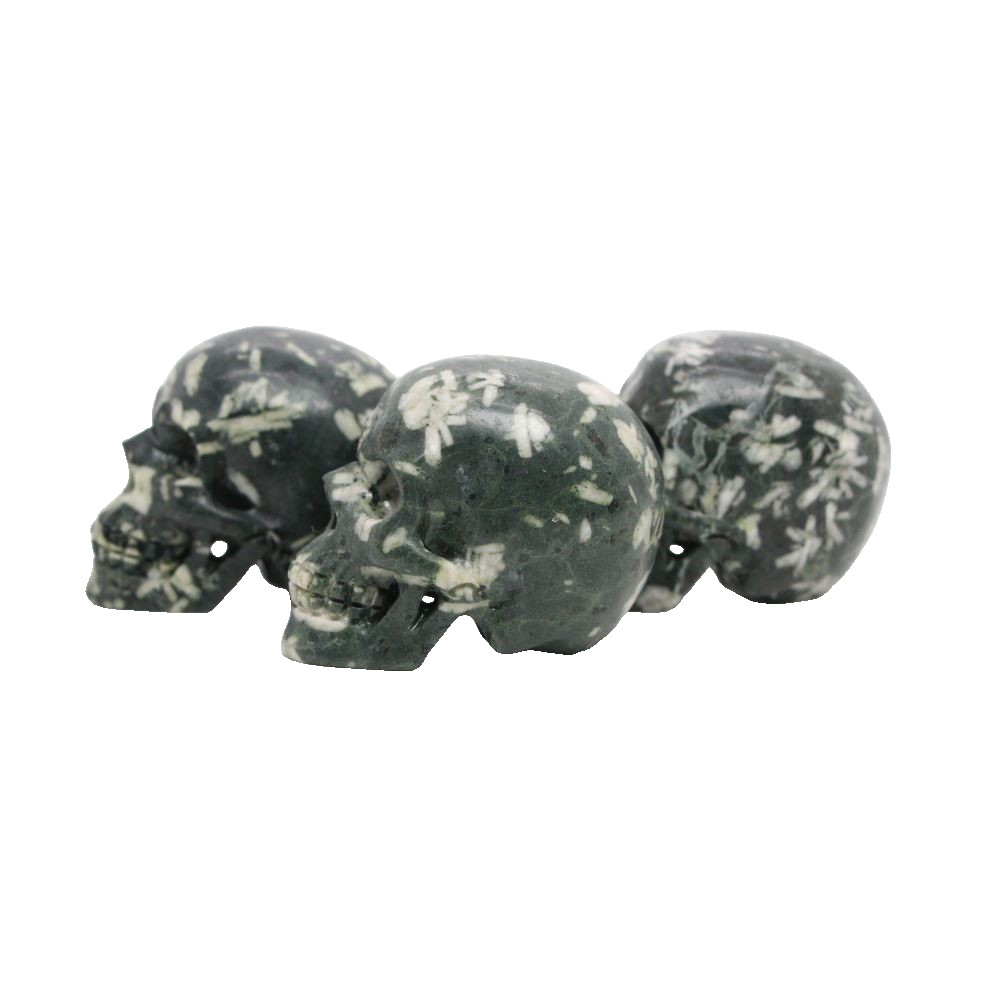 2″ SNOWFLAKE STONE Carved Crystal Skull Realistic Healing Randomly Send 1pc