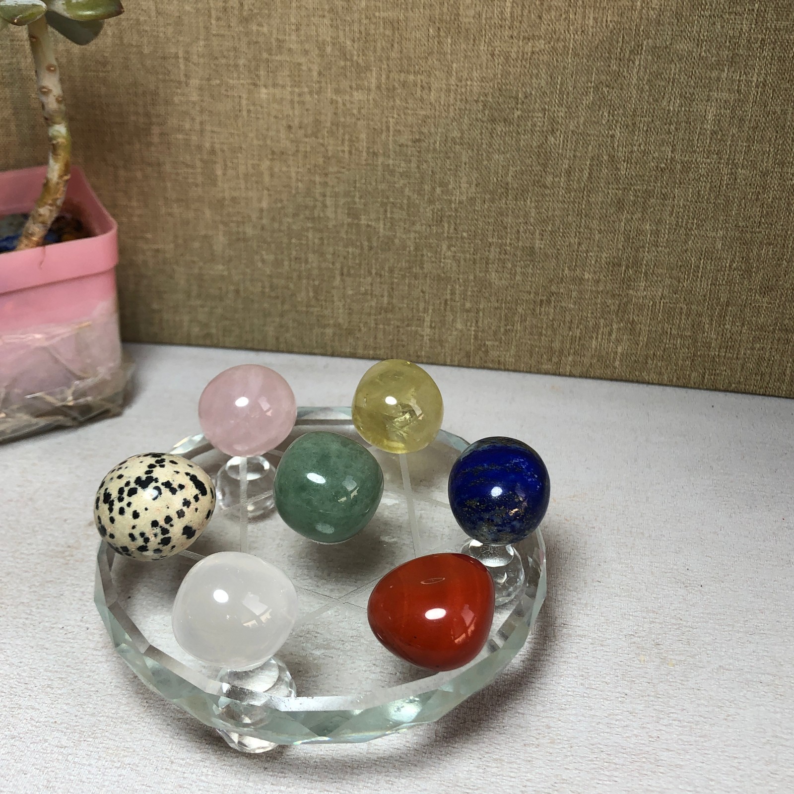 Natural various semi-precious stone Crystal Seven Star Array tumbled 338g A2458