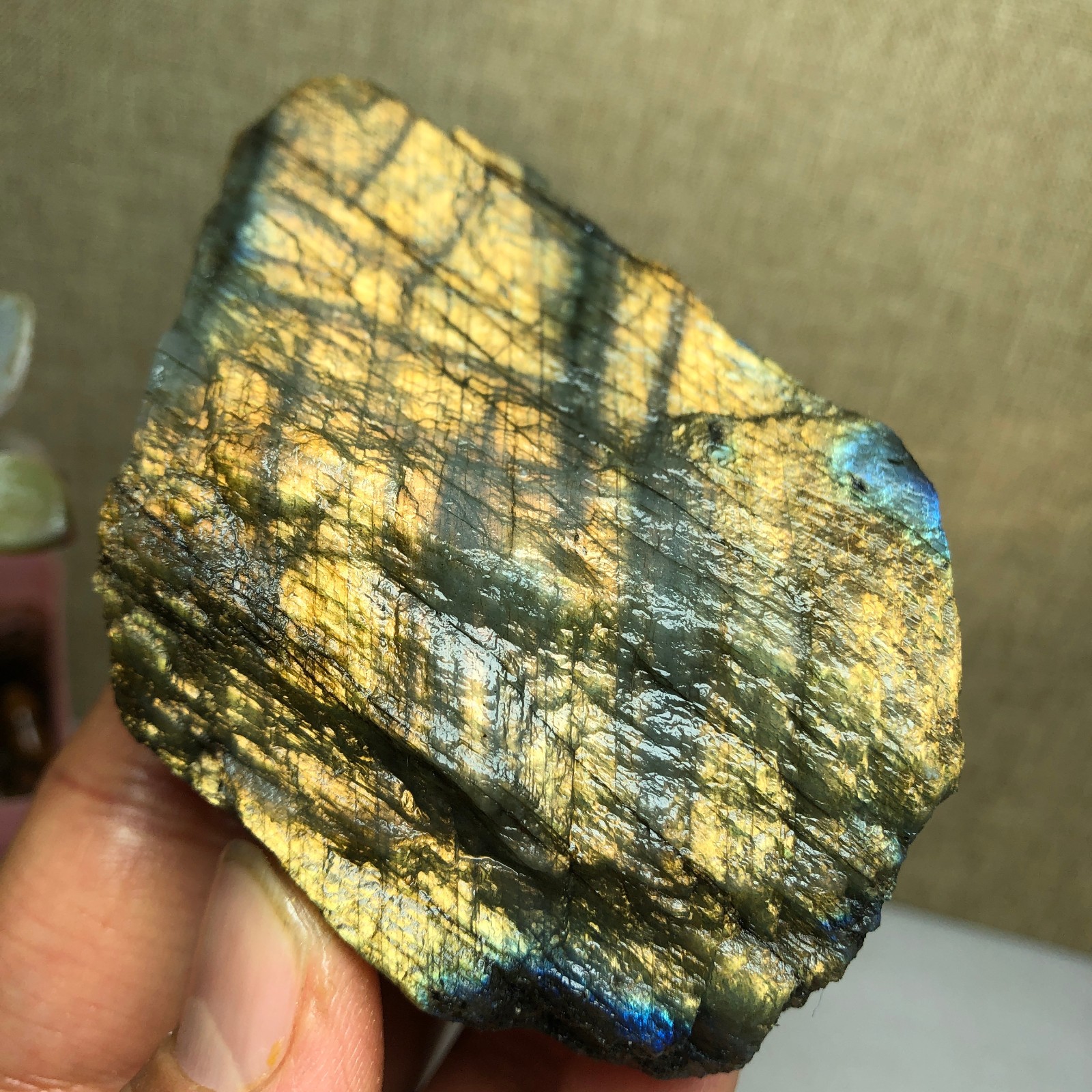 65mm Natural Labradorite Crystal gemstone rough original Specimen 205g A2631