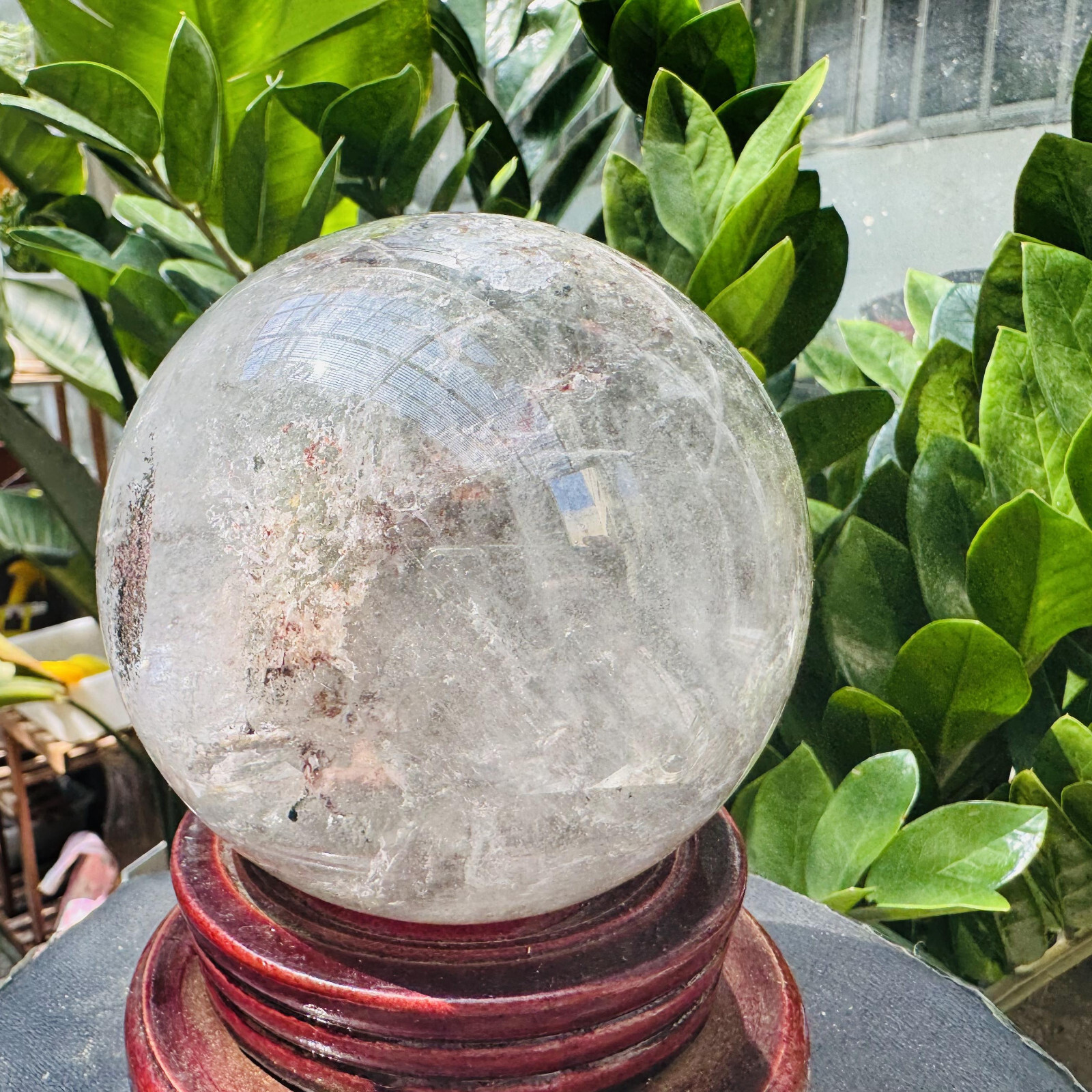 Rare Natural Green Ghost phantom quart ball carved crystal sphere reiki3.87LB