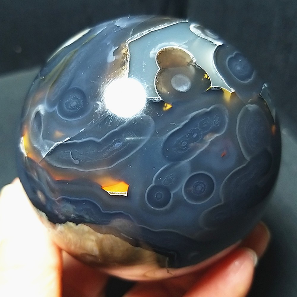 RARE 526G Natural Polished Colorful Agate Stone Ball Healing Madagascar A4723