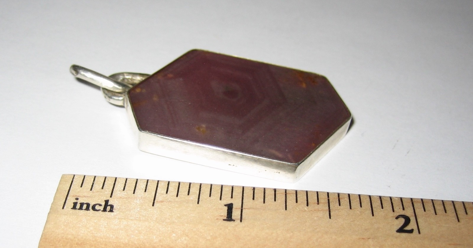 36mm x 22mm RUBY CRYSTAL STONE MINERAL SILVER PENDANT TANZANIA W/ RESIN COATING