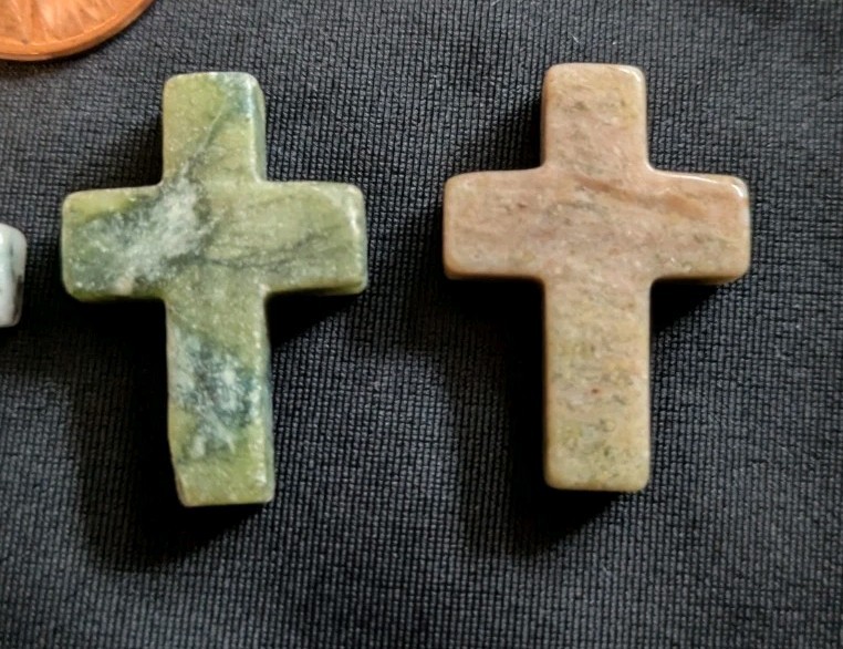 1″ Mini Crystal Crosses Natural Quartz Cross Shaped Worry Stones Charms – #6