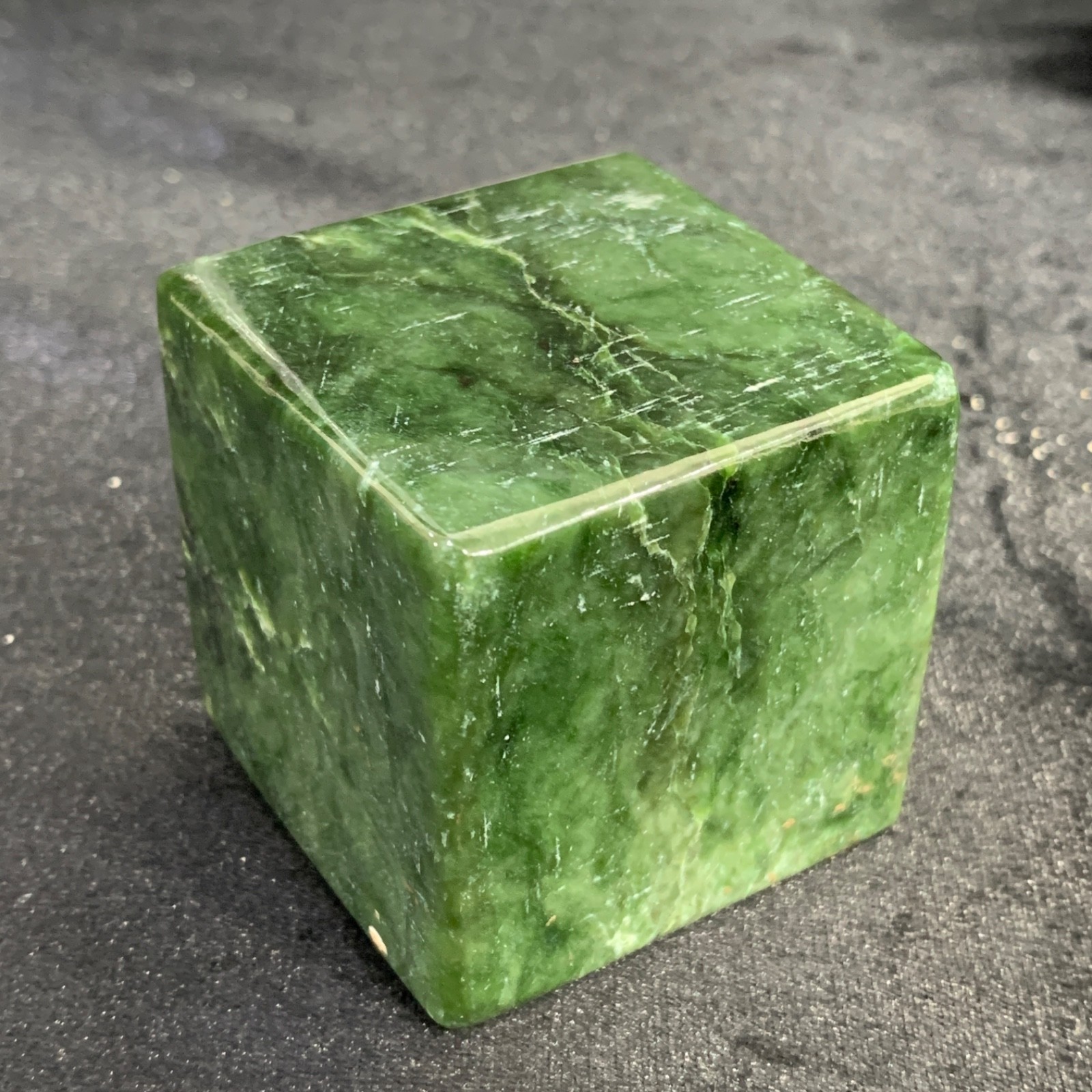 Top Quality Nephrite Jade Cube – 360g Hand-Polished Natural Healing Stone