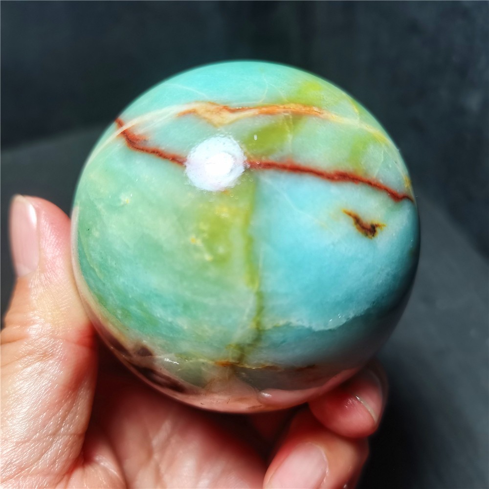 RARE 390G Natural Polished Colorful Sky blue Agate Crystal Ball Healing R2295