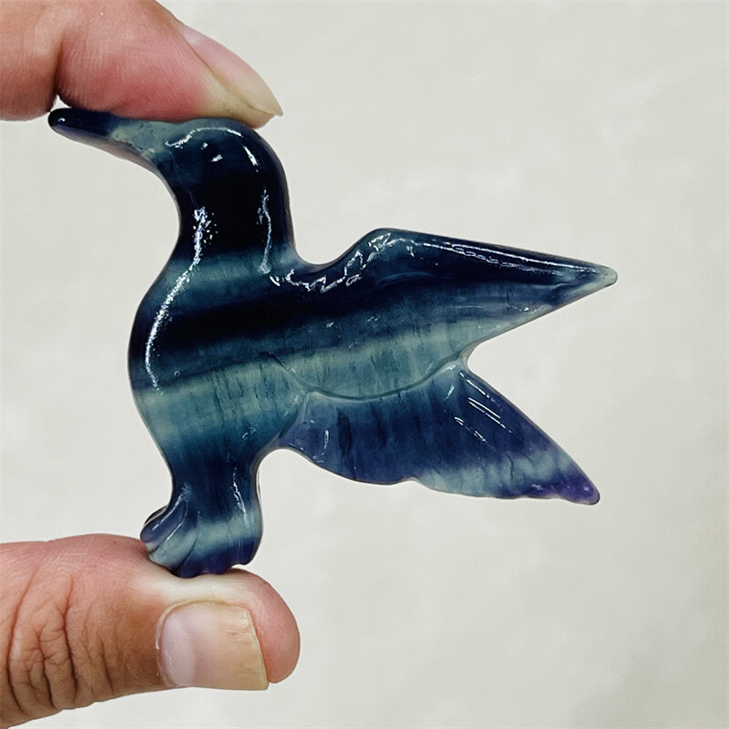 2.4″ Natural Fluorite Carved Phoenix bird Skull Quartz Crystal Skull Reiki 1PC