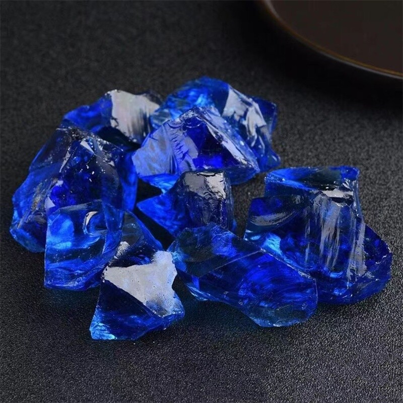 Raw Rough Dark Blue Colored glass Crystal Mineral Chunks Specimens Home 1PC