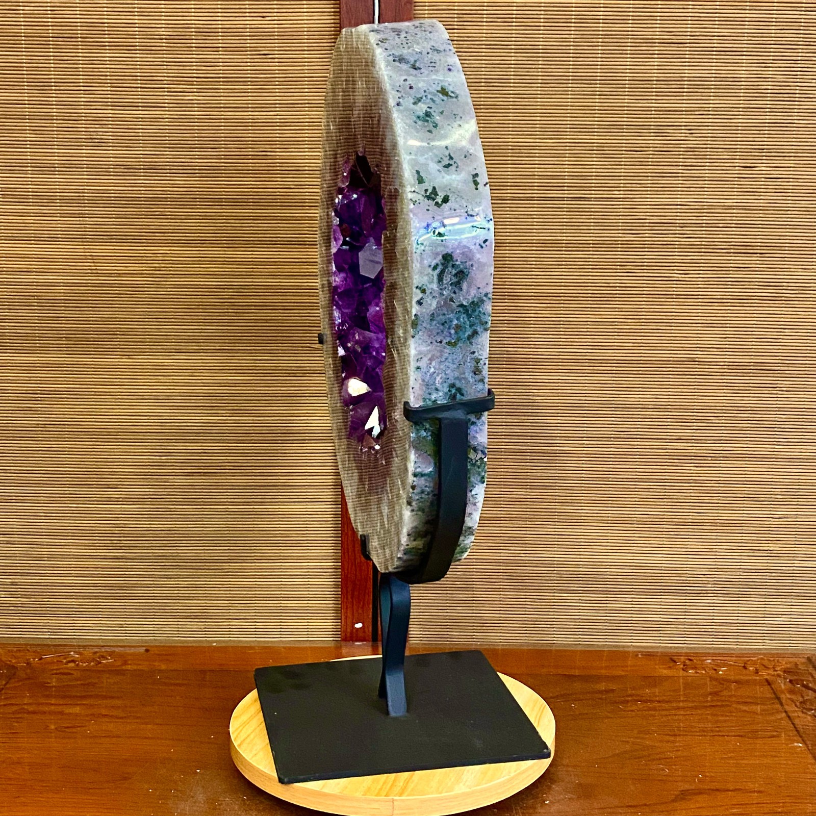 28.4LB Natural Amethyst Cave Crystal Slice Crescent shaped Hand Cut Repai