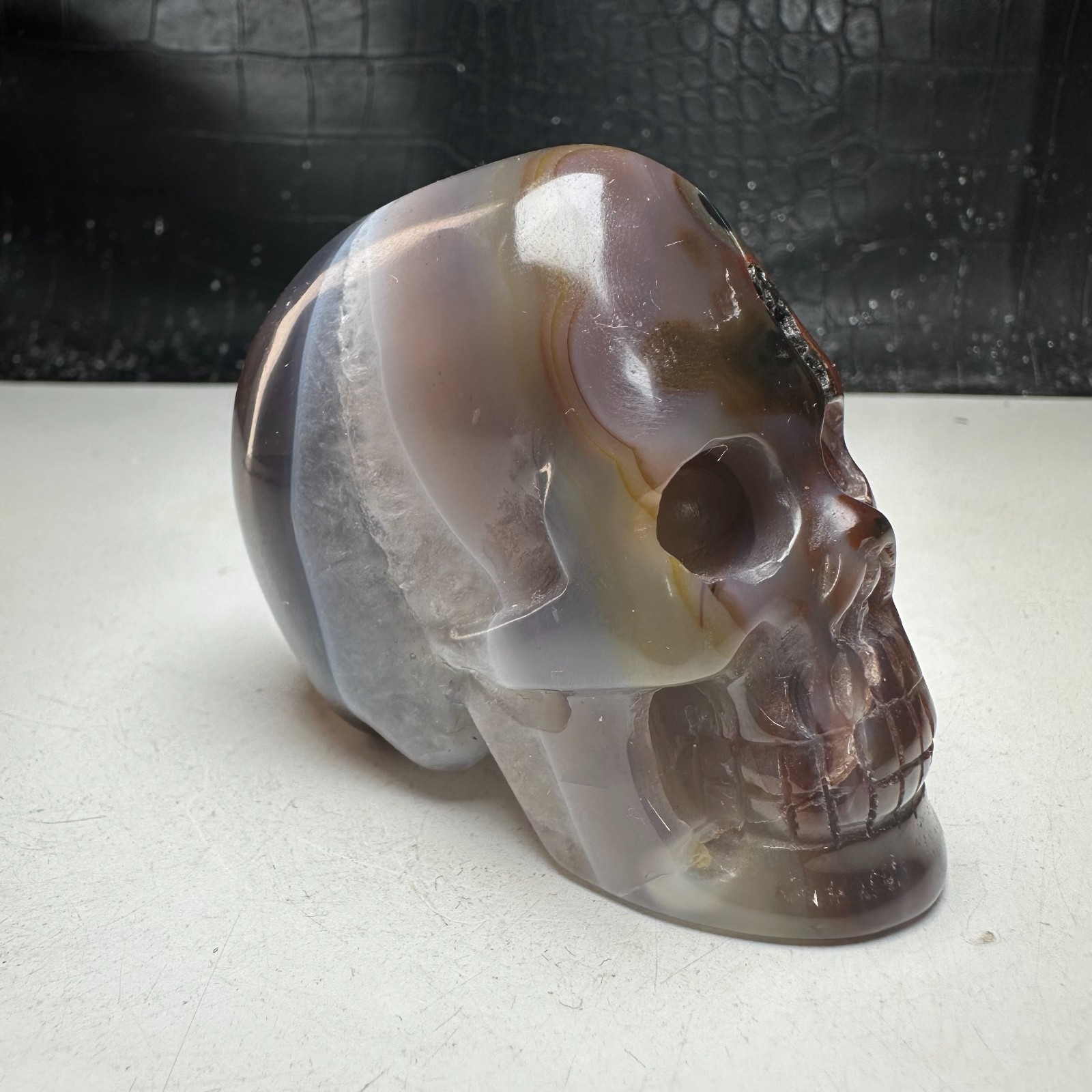 Natural Crystal Mineral Specimen. Geode Agate. Hand-carved SKULL. Statue.GIFT.cz