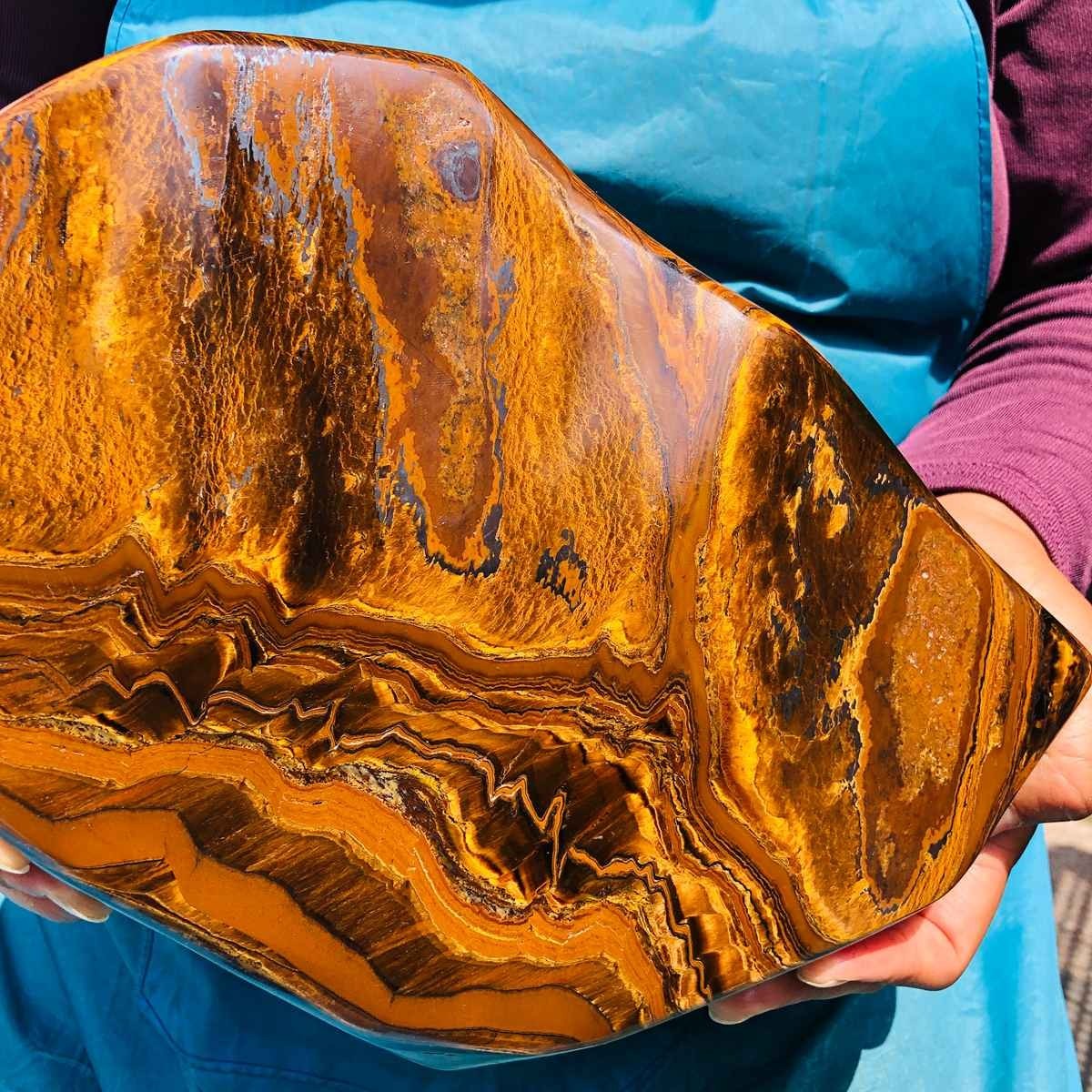 8.99 LB Natural Tiger Eye Polished Specimen Home Decor Raw Healing Stone 5353