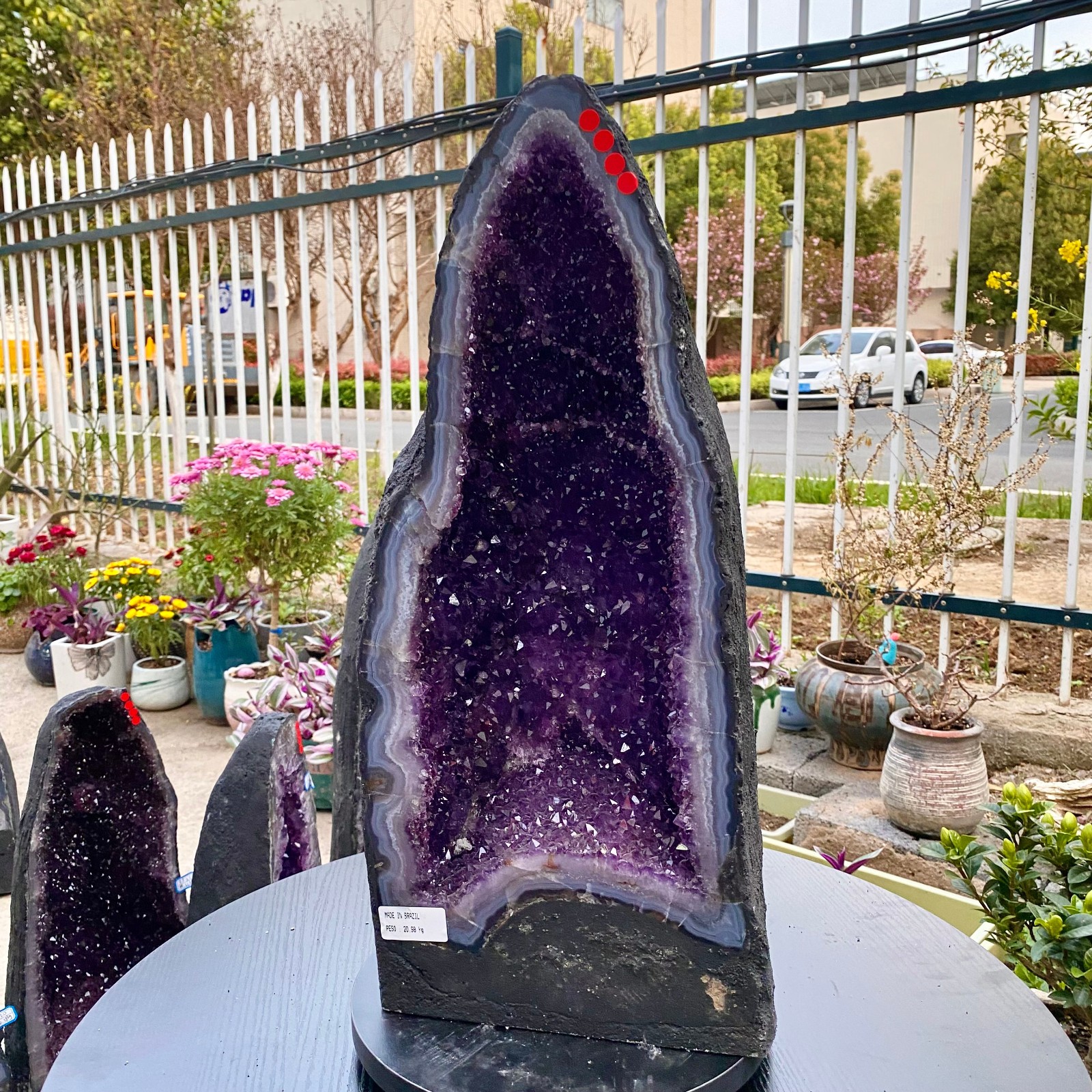 46LB Natural Amethyst Geode Quartz Crystal Cluster Cathedral Energy healing