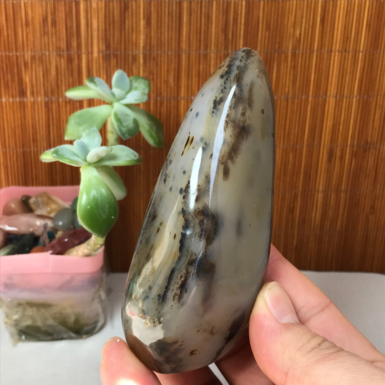 110-47-27mm Natural aquatic plants agate pretty Crystal specimens 248g A1878