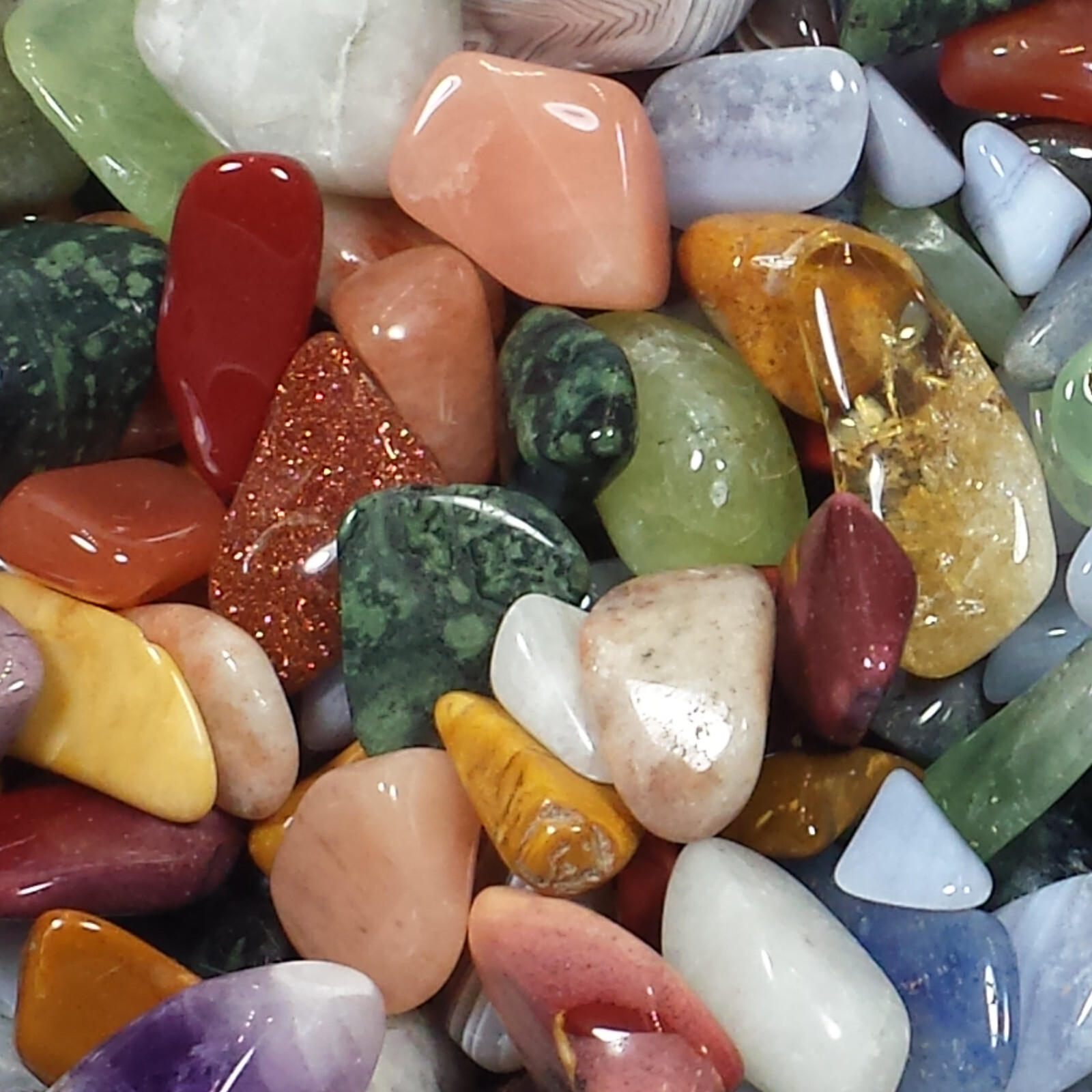Mixed Agate, Quartz, & Jasper Tumbled Polished Crystal Stones, 8 to 16 oz Lots
