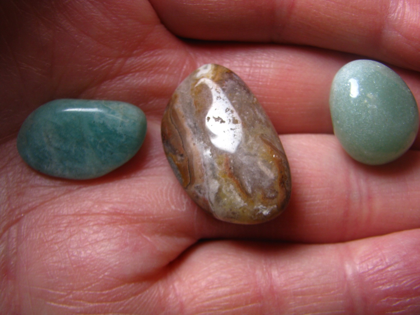 7 MINERAL SPECIMENS AVENTURINE AMAZONITE 2 TIGER EYE AGATE JASPER QUARTZ #291