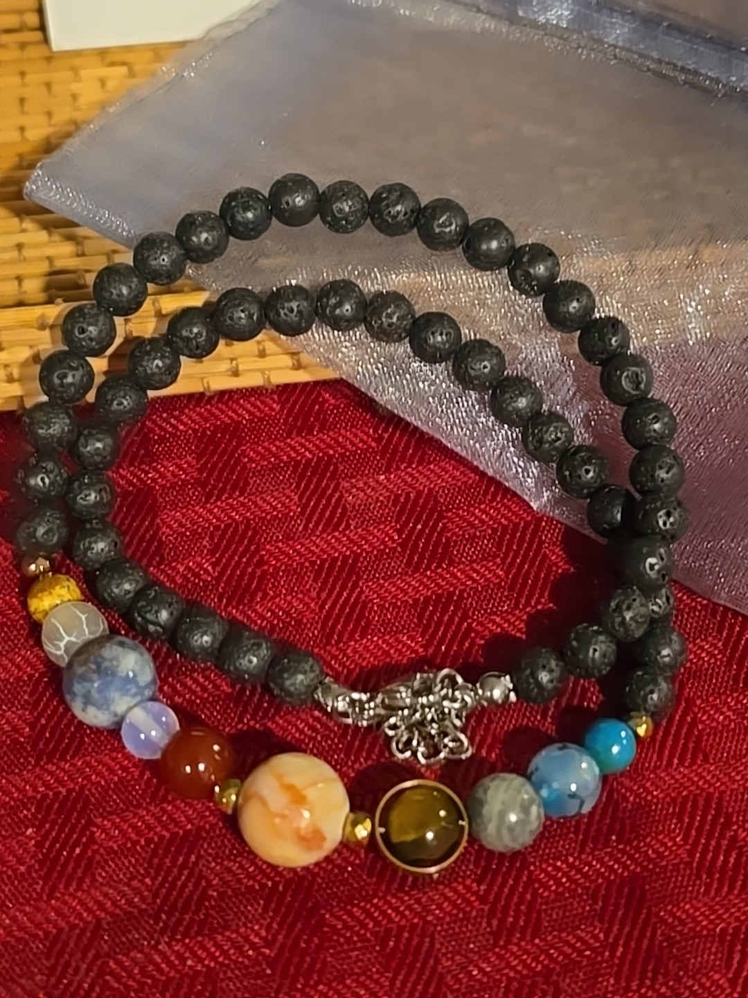 Solar System Gemstone Lava Stone Wrap Bracelet Necklace Gift Set You Are The Sun