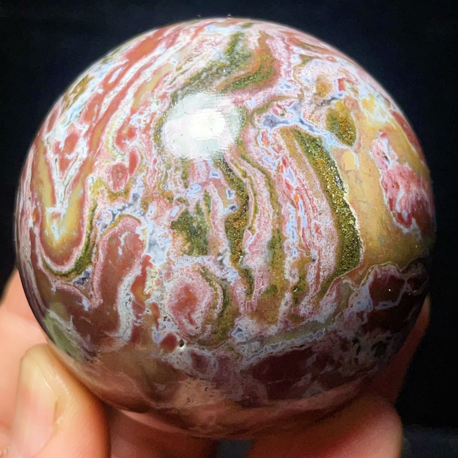 TOP 290G Natural Ocean Jasper Sphere Crystal Healing L7908