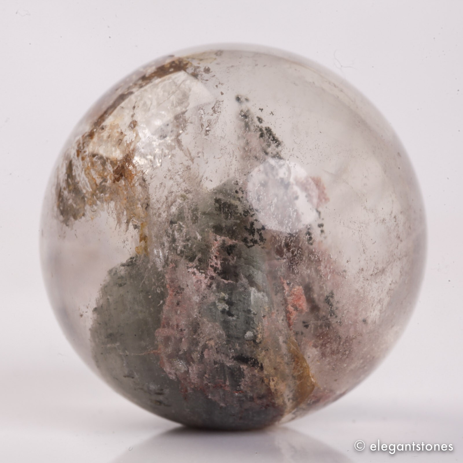 52g33mm Natural Garden/Phantom/Ghost/Lodolite Quartz Crystal Sphere Healing Ball