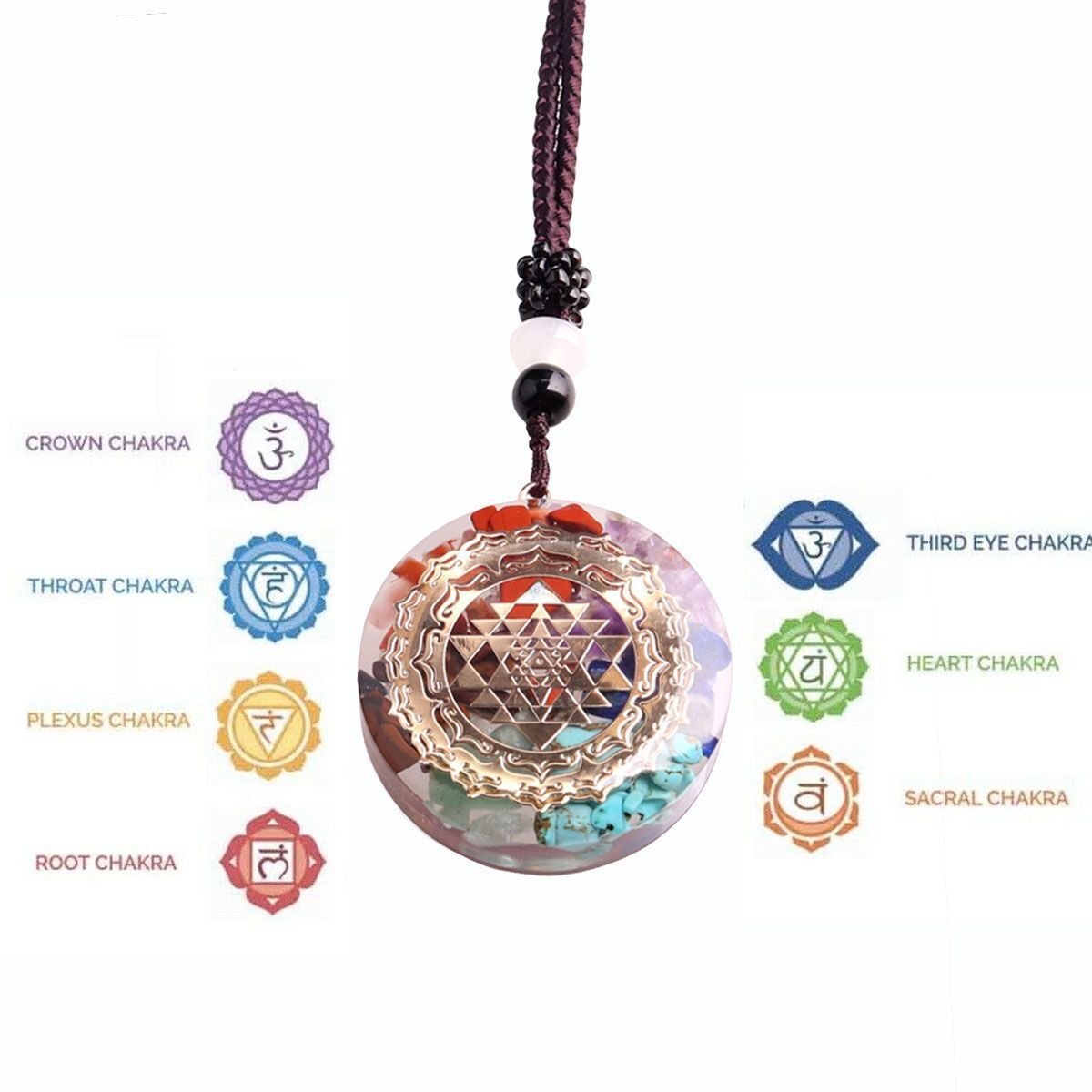 Amethyst Orgonite Pendant Natural Crystal Healing Chakra Energy Orgone Necklace