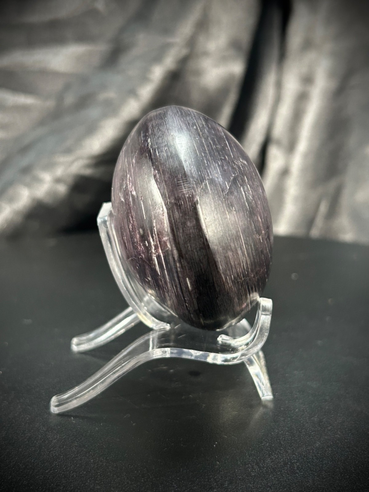 2.97″ Gemmy Lepidolite Freeform With Acrylic Stand 7.3oz (208 grams)