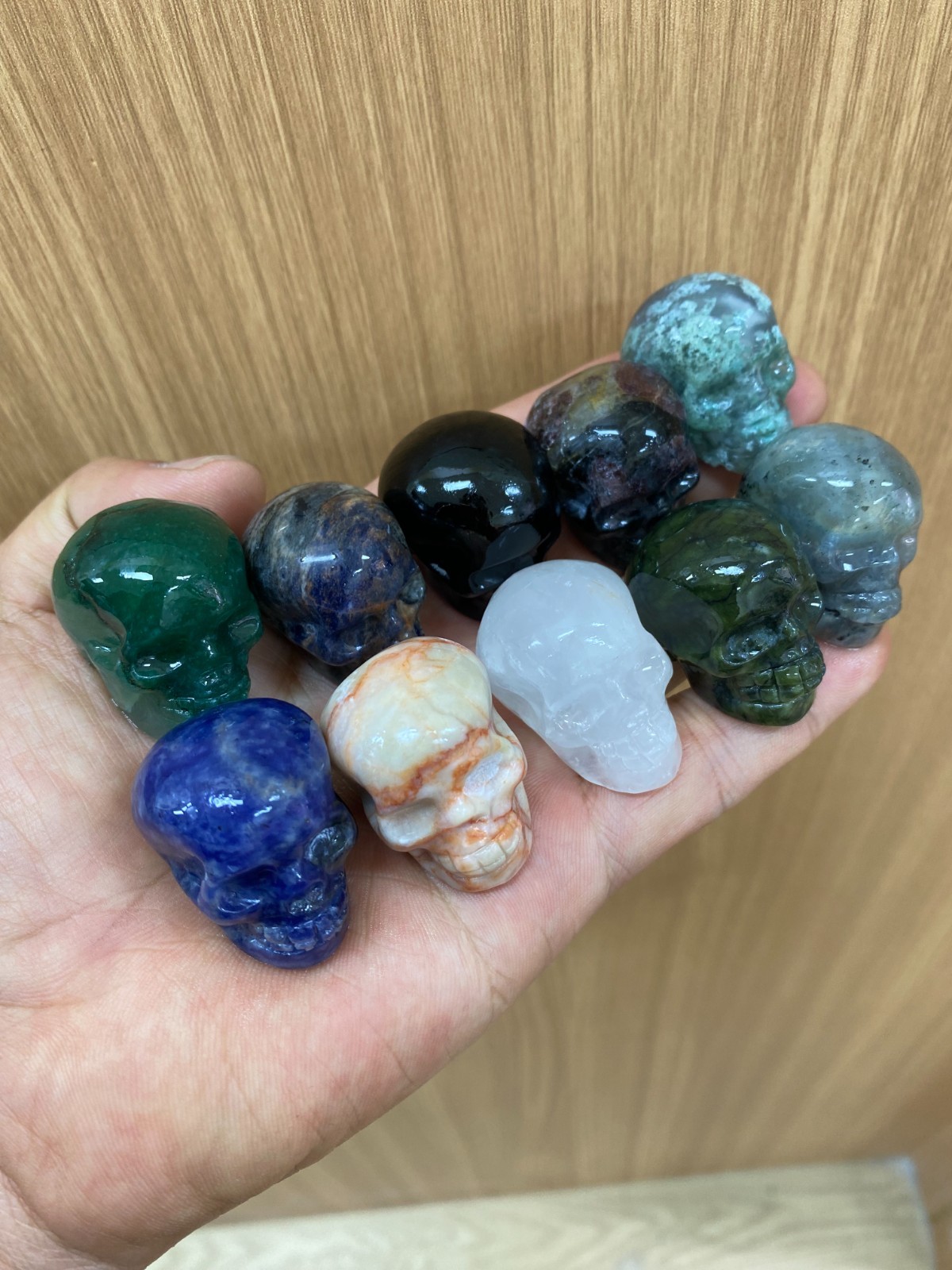 1pc Natural Mixed Quartz hand Carved skull crystal Reiki healing Gift Decor