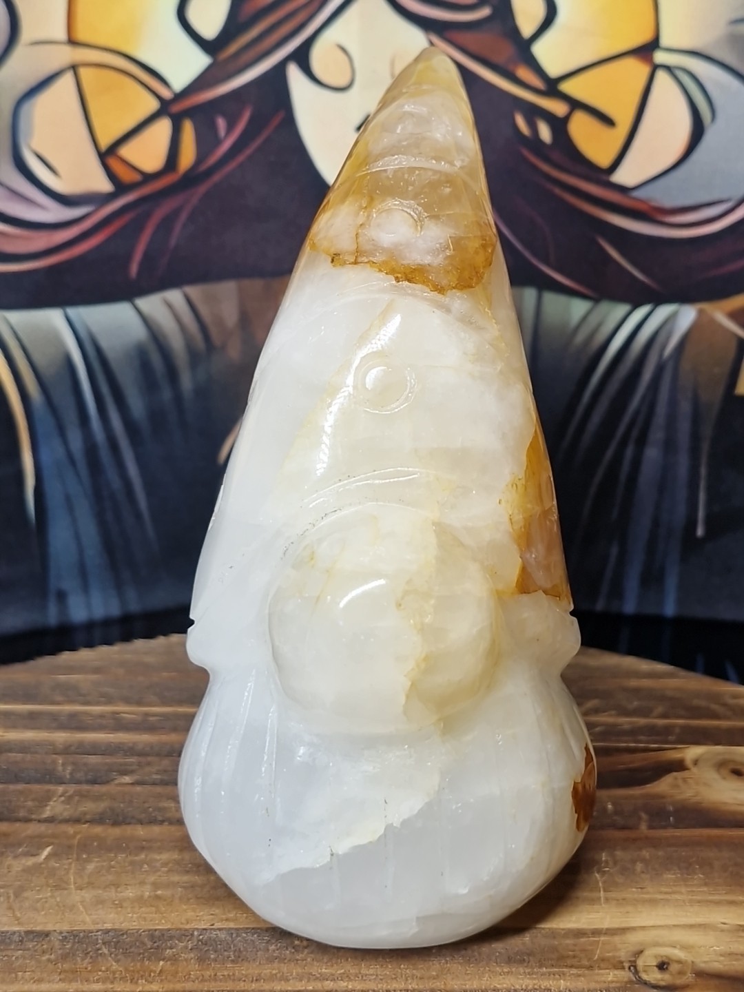 Golden Healer Quartz Crystal Gnome Gonk Carving 110mm 358g