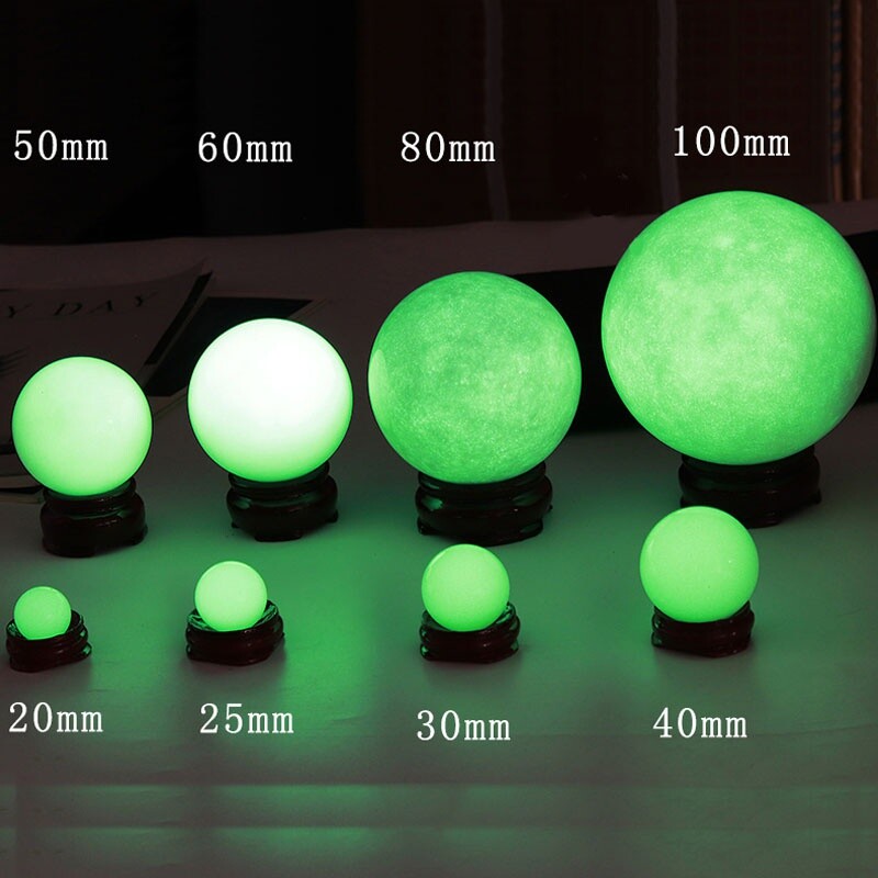 1pc Luminous Stone Green/Blue Glow In The Dark Crystal Sphere Ball 20-70mm