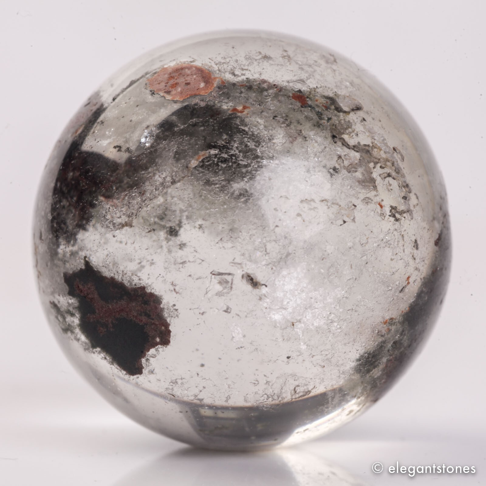 58g34mm Natural Garden/Phantom/Ghost/Lodolite Quartz Crystal Sphere Healing Ball