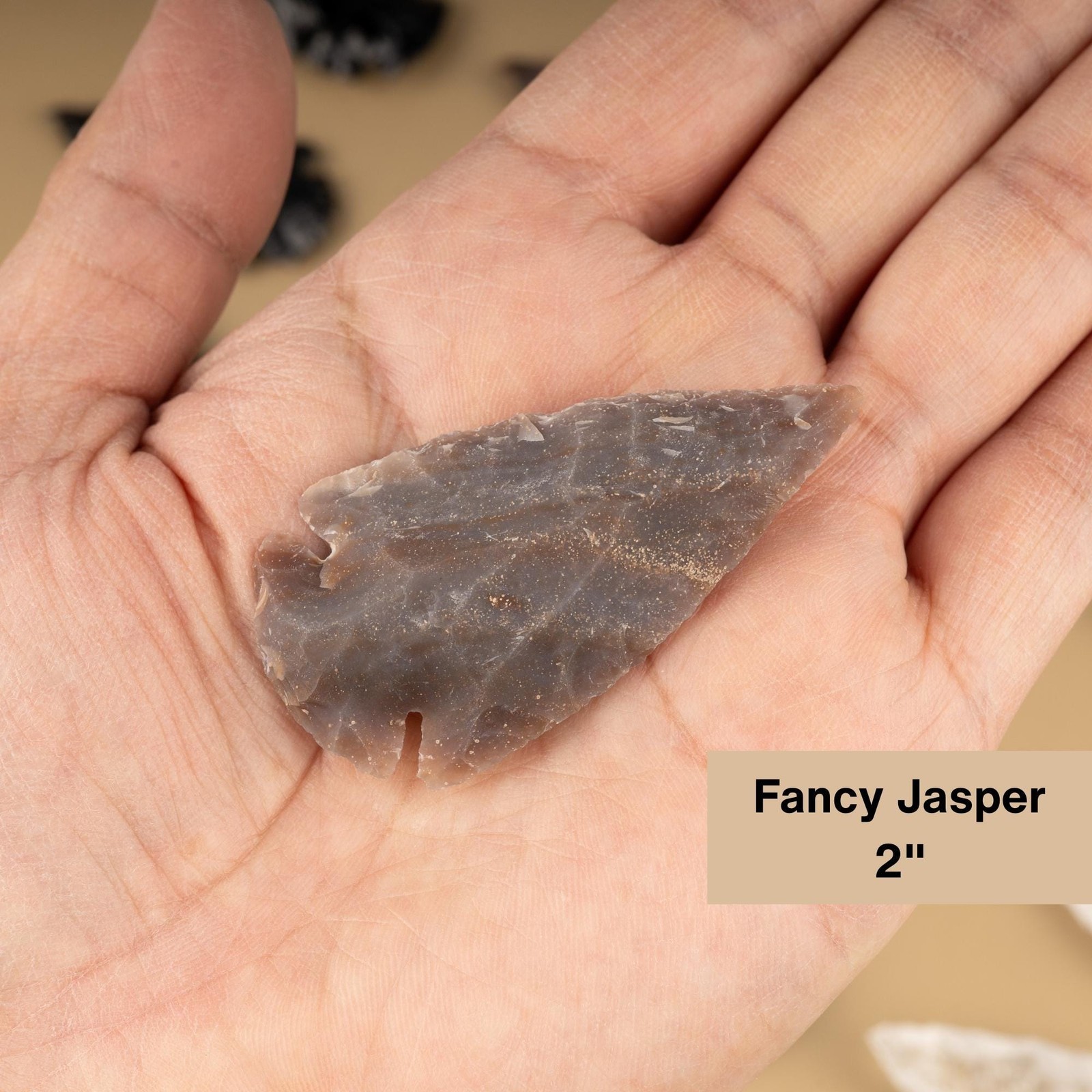 Hand Carved Crystal Arrowhead: 2″ Obsidian, Quartz, Jasper & 1.5″ Amethyst