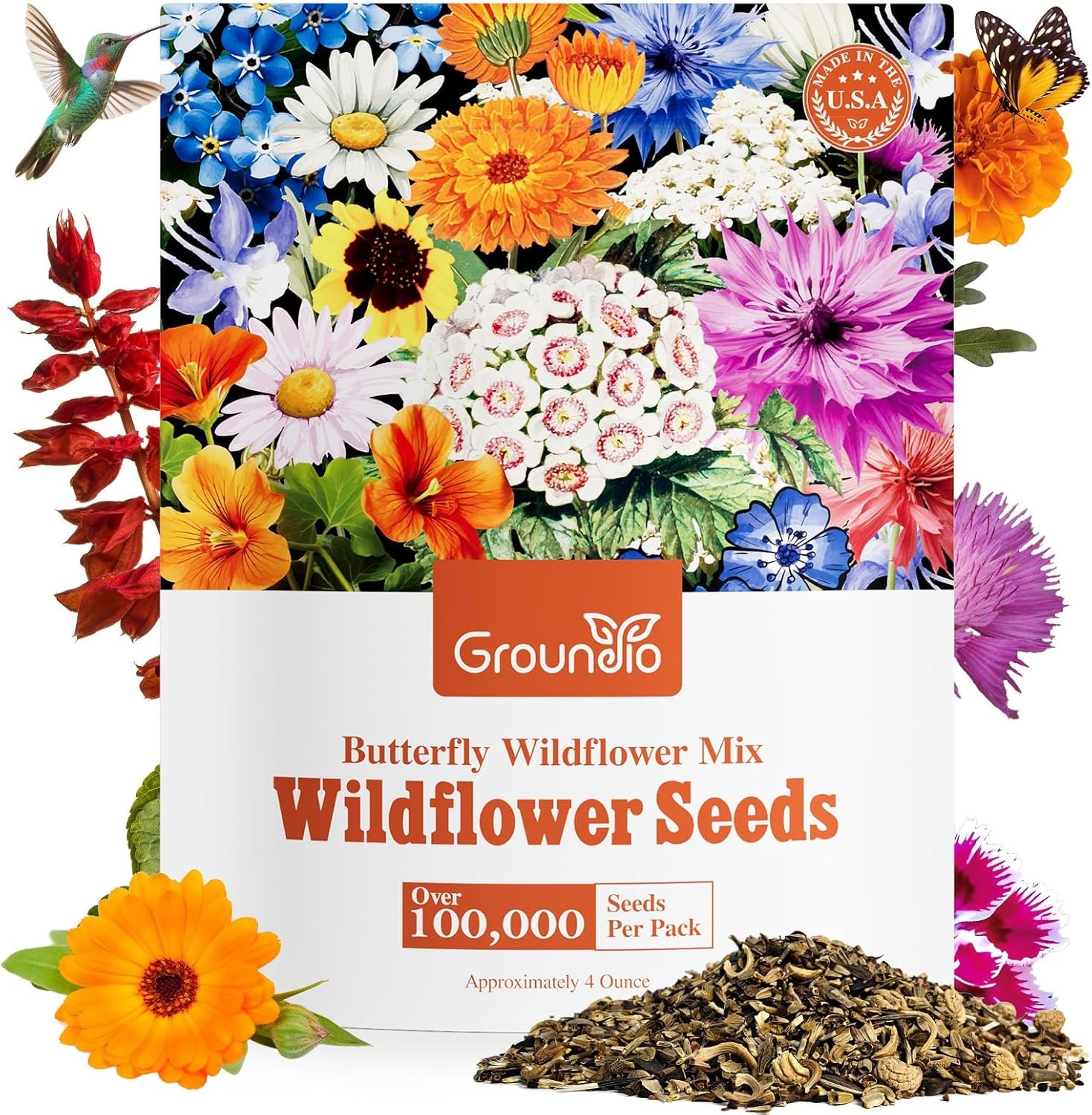 All Perennial Wildflower Seeds Bulk, 1/4 Lb, 100,000+ Seeds, 26 Variety Mix with