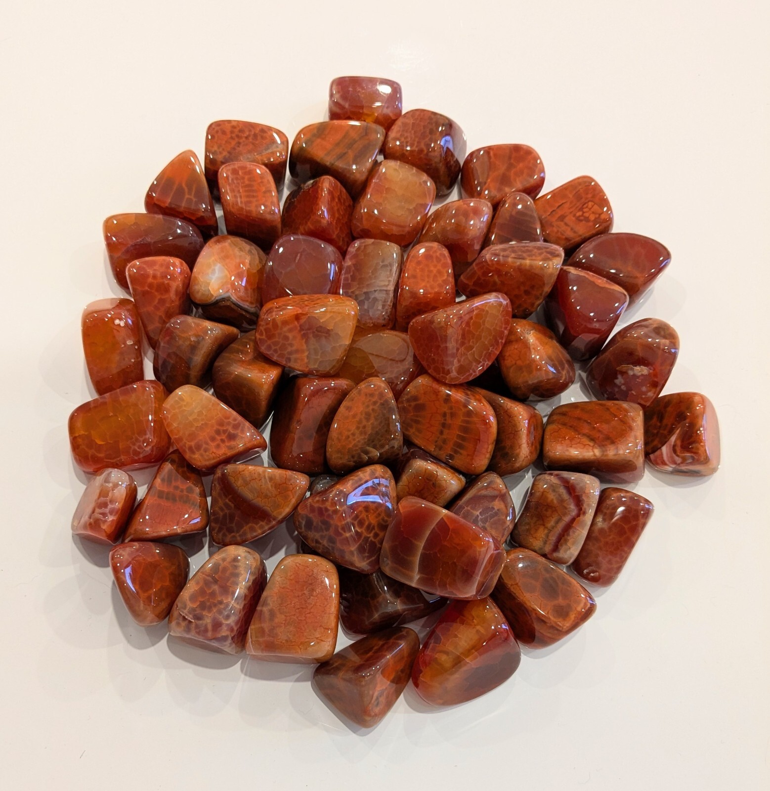 1/2 LB. Tumbled Fire Agate .75″- 1.25″ in Size & 13-16 Stones p/bag