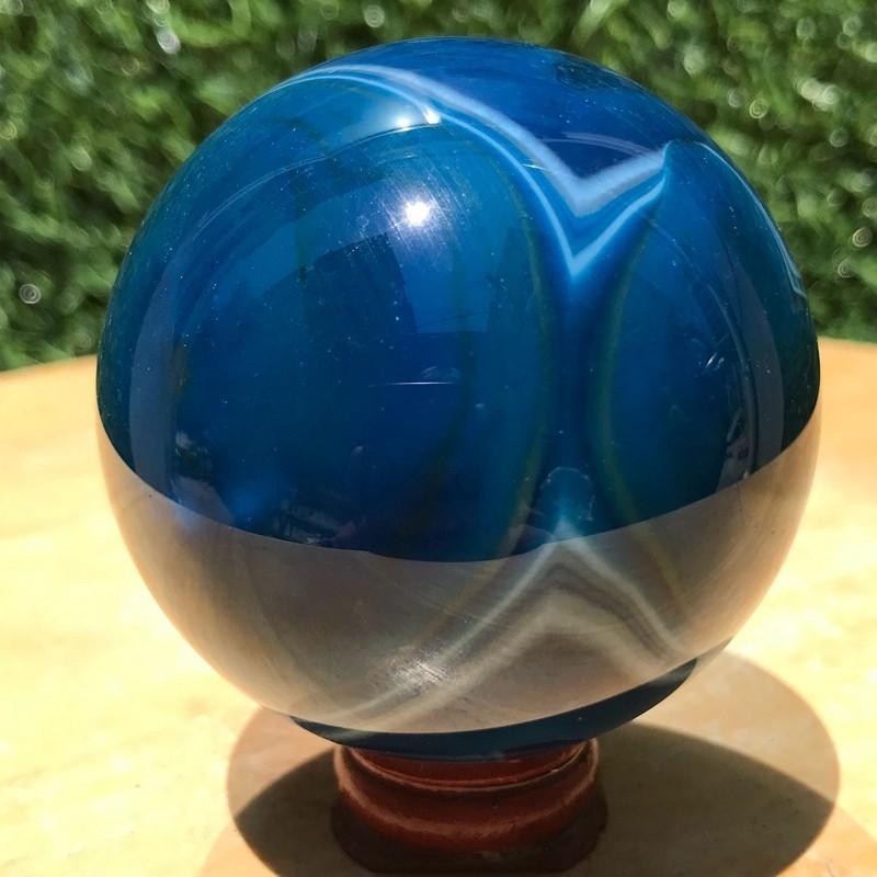 290G Rare Blue Agate Quartz Ball Crystal Sphere Mineral Specimen Healing