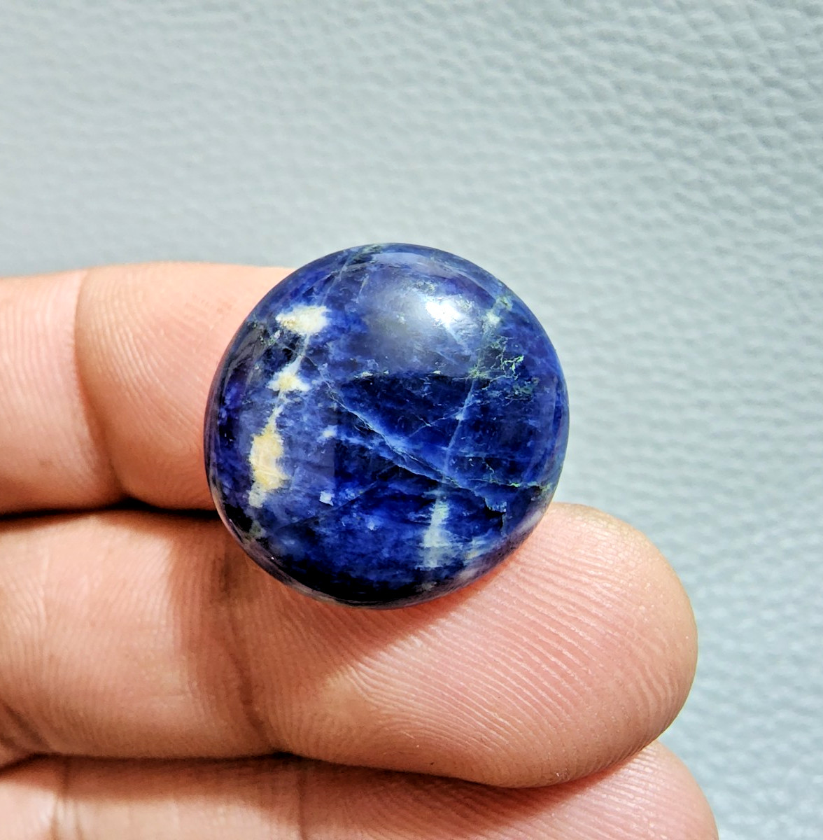 18 Crt Glowing AAA+ African Sodalite Cabochon Round Shape Loose Gemstone Jewelry