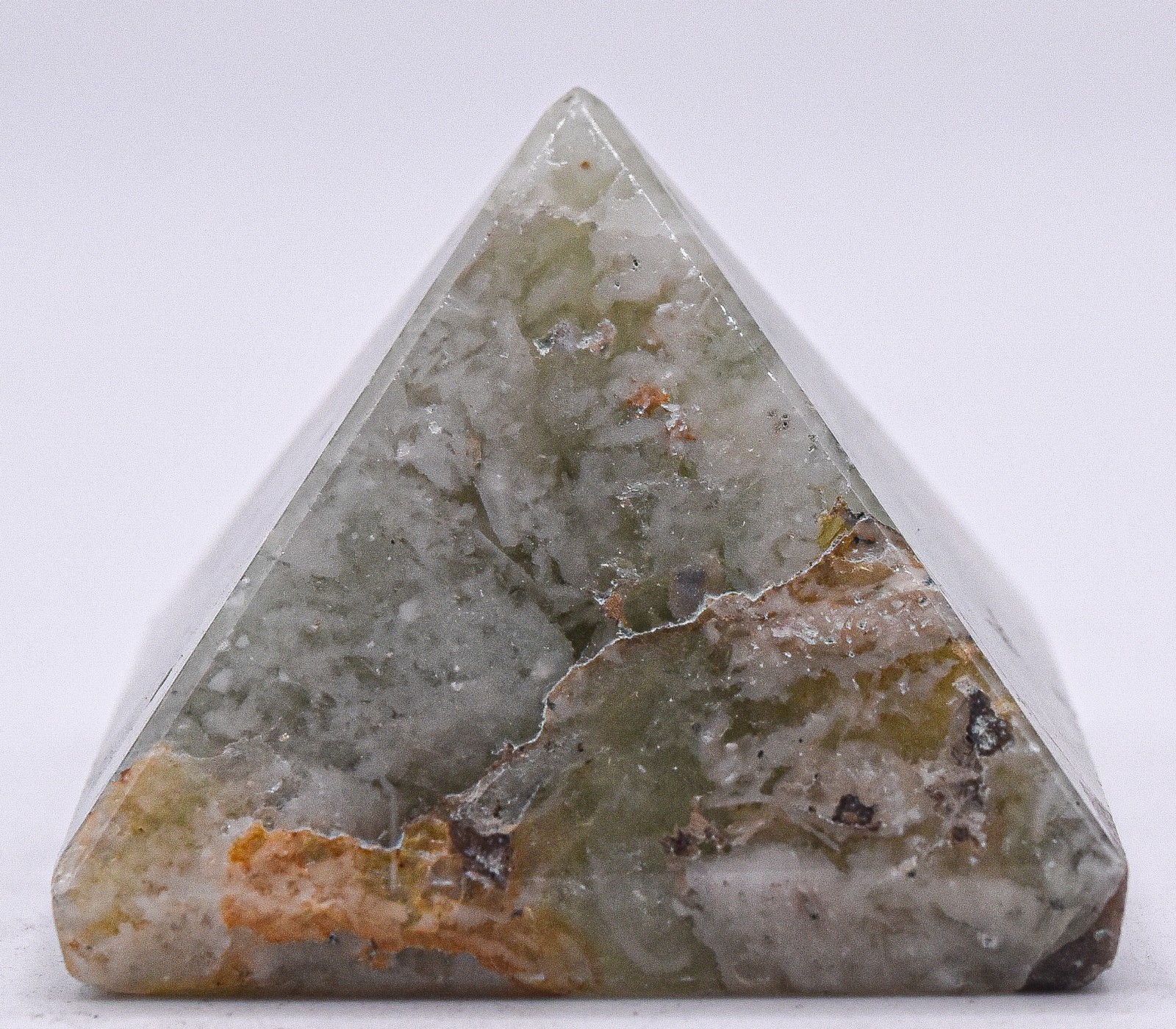 36mm Greenish White Fluorite Pyramid Polished Natural Crystal Mineral – india