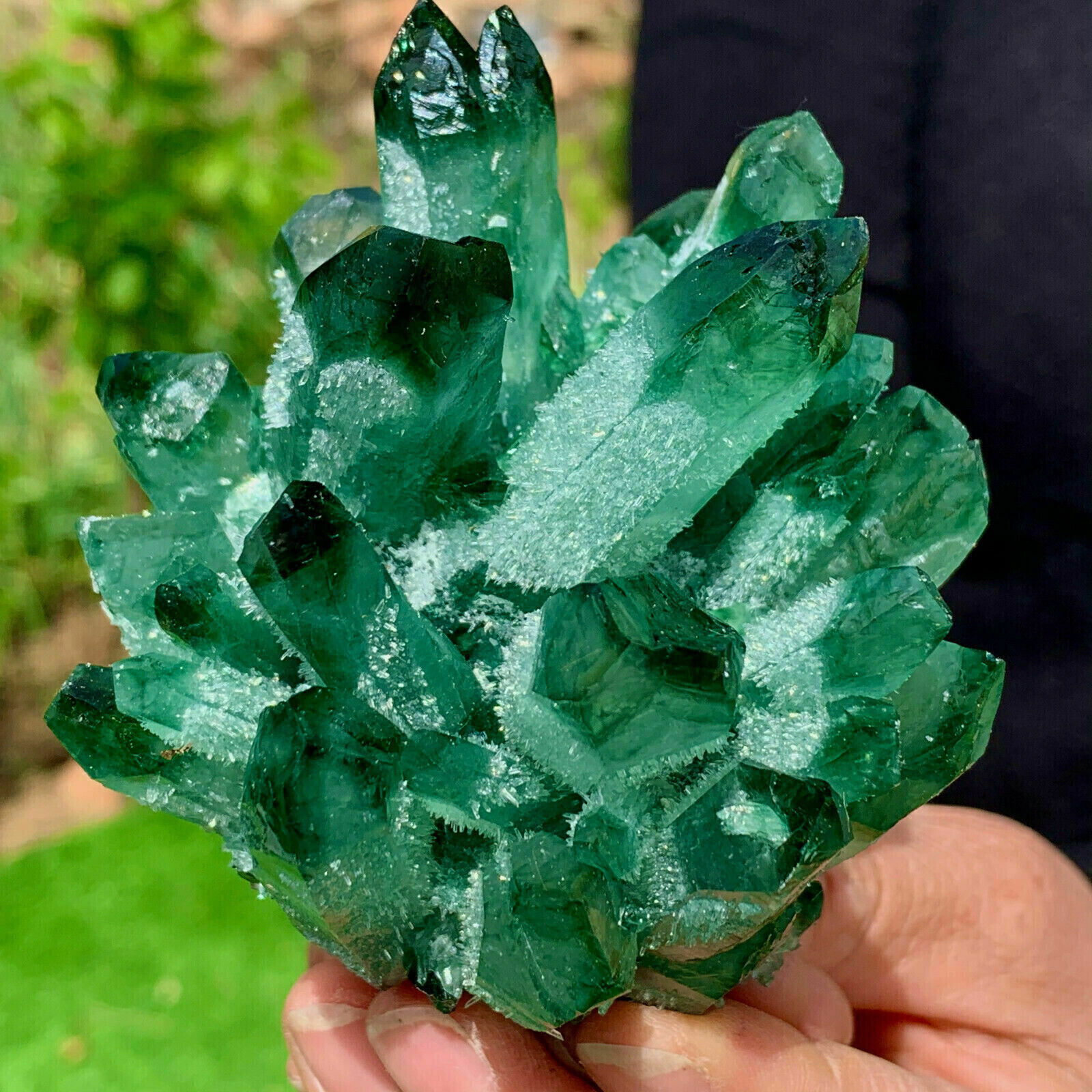 300g+ New Green Phantom Quartz Crystal Cluster Mineral Specimen Reiki Healing