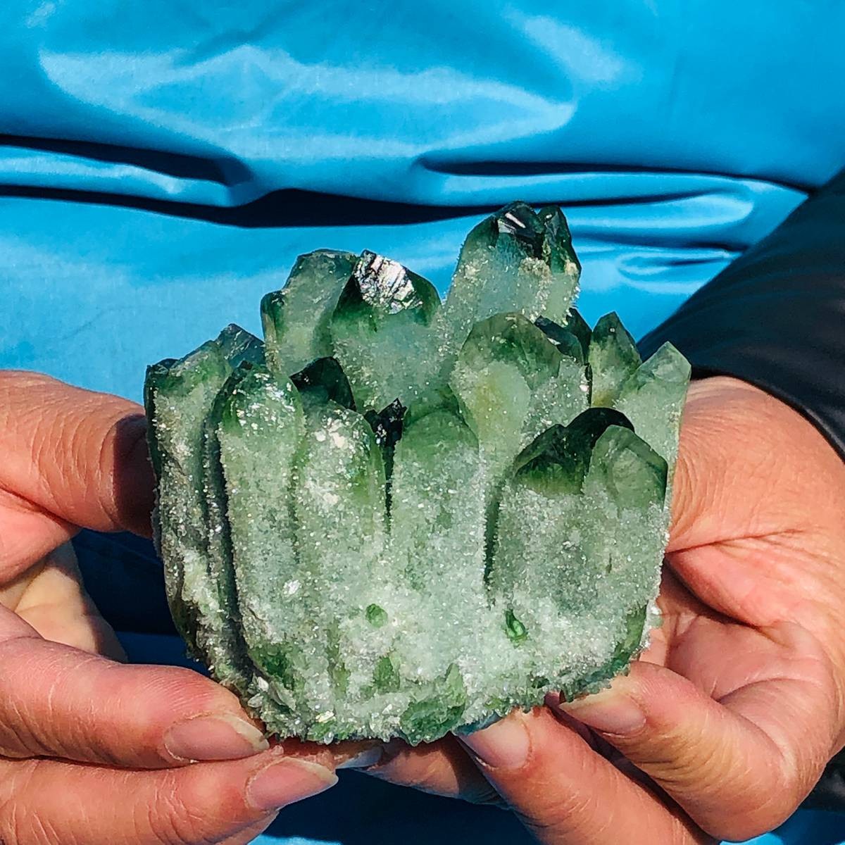 430+510+460+290g New Find green Phantom Quartz Crystal Cluster Mineral Specimen
