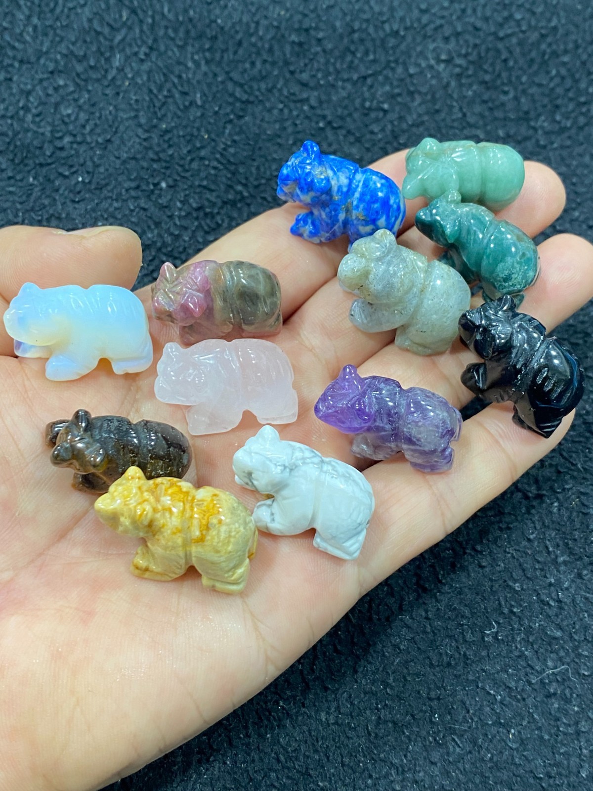 5pcs Natural Mixed Quartz Crystal Carved Bear skull reiki healing Decoration