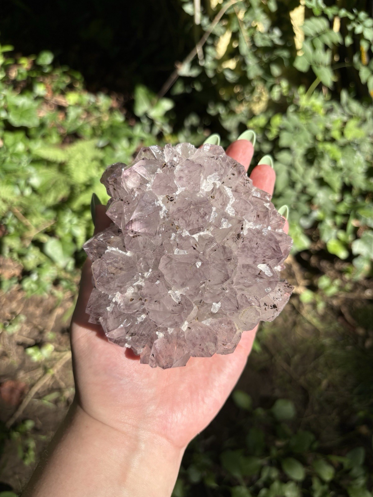 Large Amethyst Flower Cluster- Natural 4.4” Light Purple Druzy Amethyst Crystal