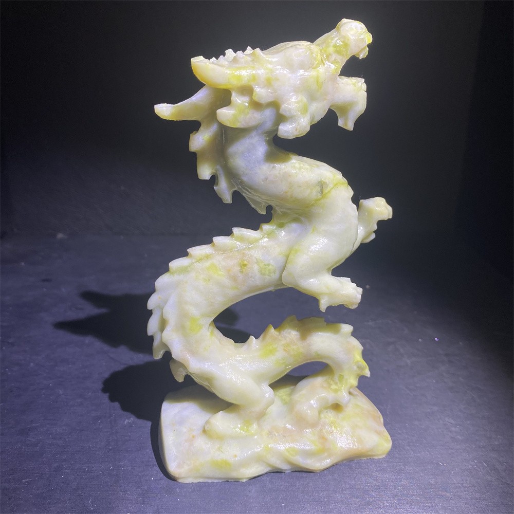 1LB 6.1″Natural Xiuyan Jade Chinese Dragon Statue Crystal Reiki Carving Decor