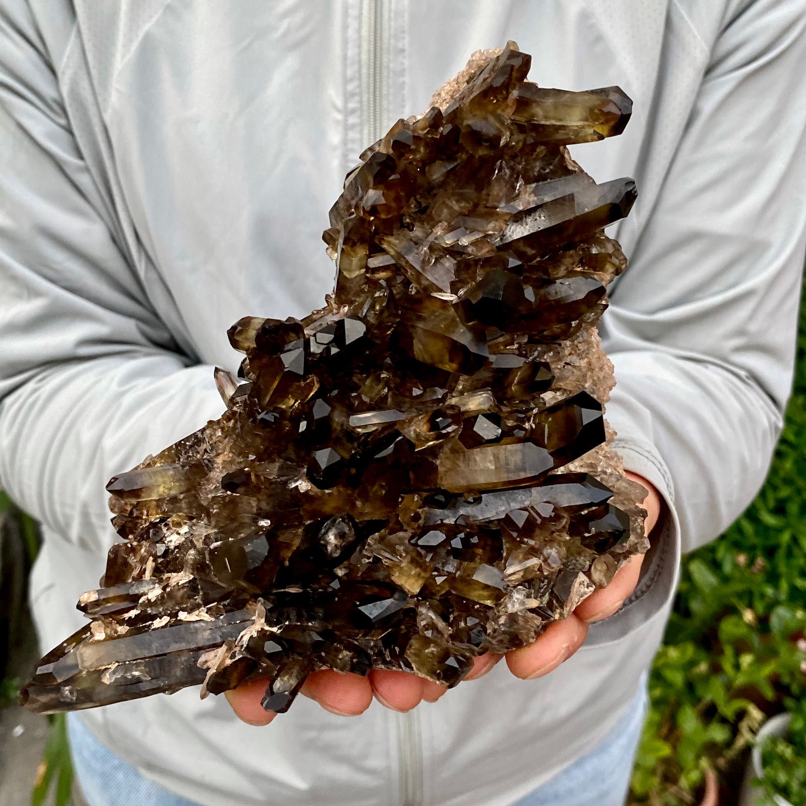 2.2LB Natural Black Smoky Quartz Crystal Cluster Raw Mineral Specimen