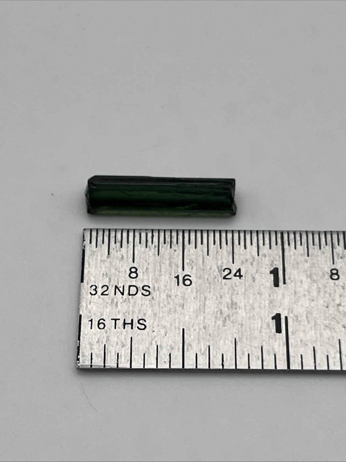 Green Tourmaline Crystal 3/4 Inch By 3/16 Inch