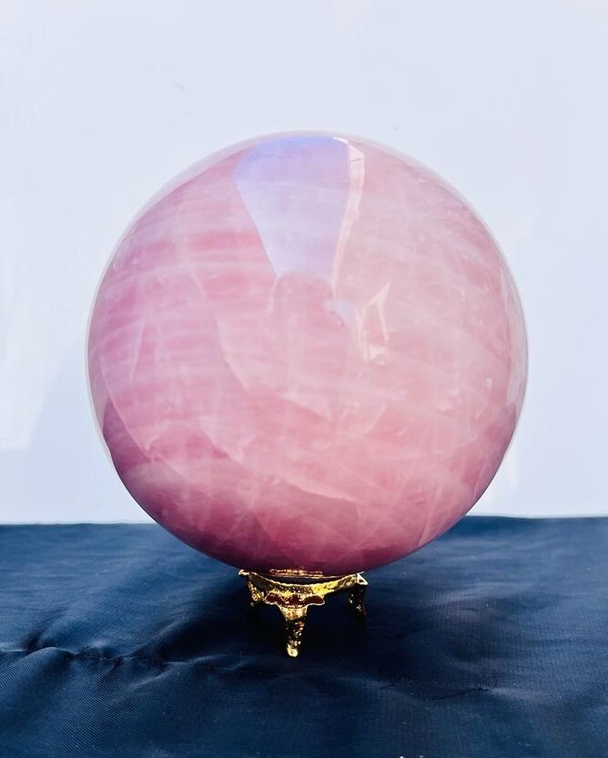 Large 100MM Rose Quartz Sphere Ball Hand Carved Crystal Home Office Decorative