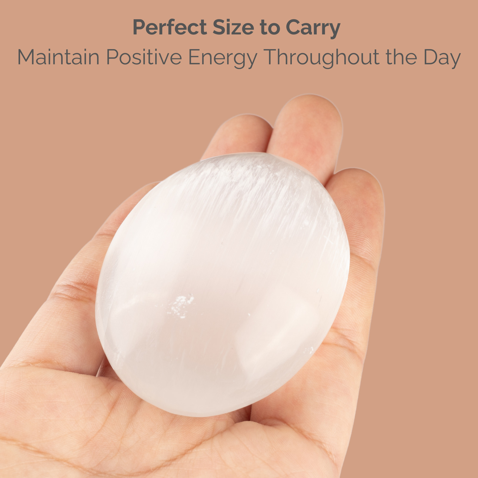 Polished Selenite Crystal Palm Stone, Worry Stones, Fidget Stone, 2 pc Set