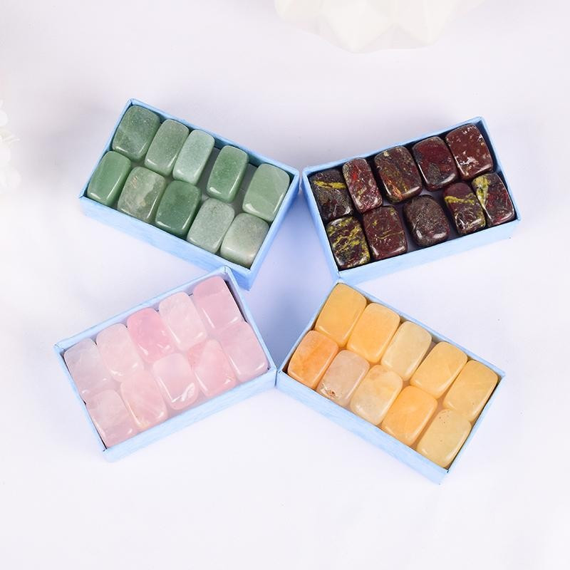 10 Pcs /Set Natural Tumbled Stone 15-20Mm Mix Rock and Quartz Rose Bead Chakra H