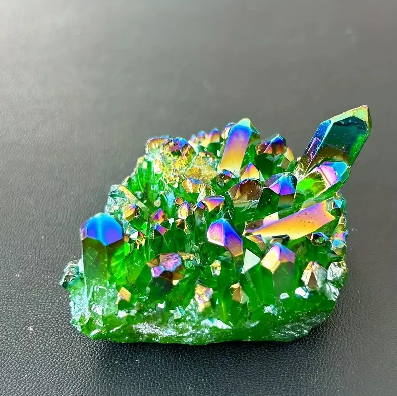 80-100G Green Angel Aura Quartz Crystal Cluster Titanium Crystal Geode Chunk