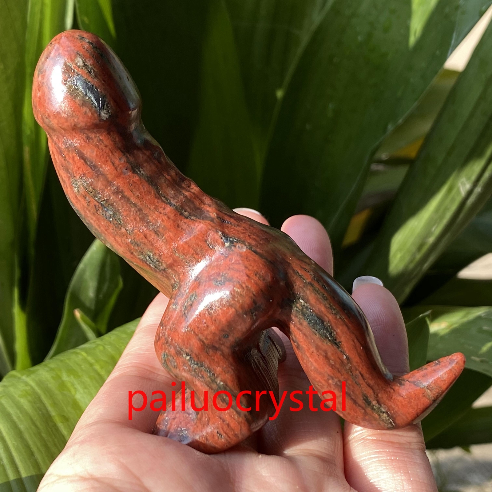 1pc Natural Sesame red Male Penis Quartz Crystal Skull Carved Figurines 3.8″